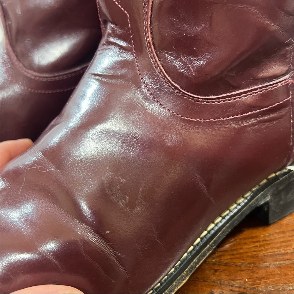 Tony Lama Vintage Cherry colored Men's Brown Leather Western Roper Boots 8B - Picture 14 of 16